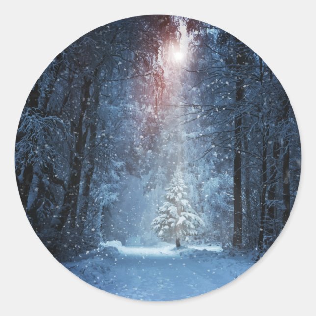 Winter woods classic round sticker (Front)