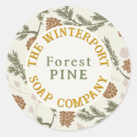 Winter Woods Pine Bough and Cone Soap Label