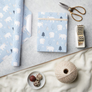 Winter Woods Polar Bears Wrapping Paper