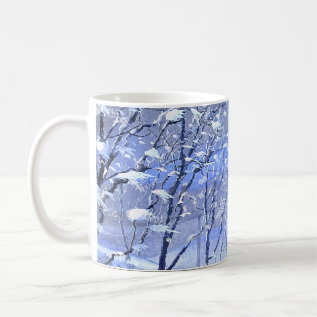 Winter Woods Watercolor Painting Mug (Left)