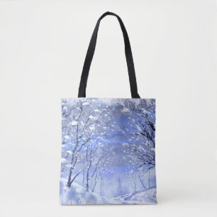 Winter Woods Watercolor Painting Tote Bag