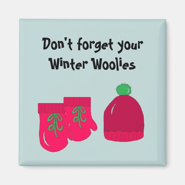 Winter Woolies -  Mittens and Toque Magnet (Front)