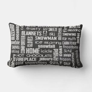 Winter Word Cloud on chalkboard Lumbar Cushion