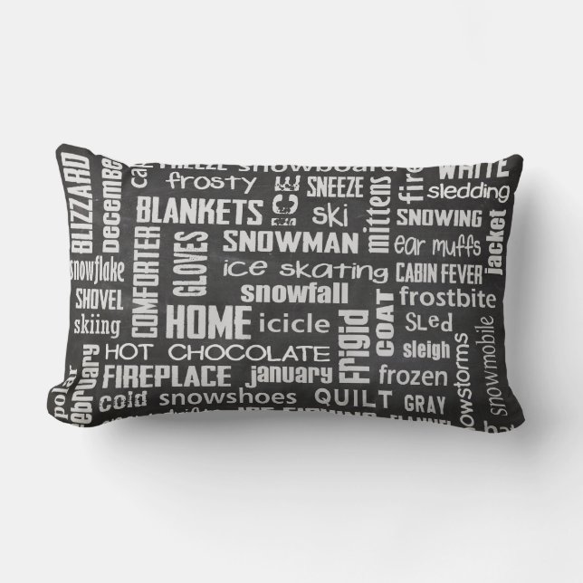 Winter Word Cloud on chalkboard Lumbar Cushion (Front)