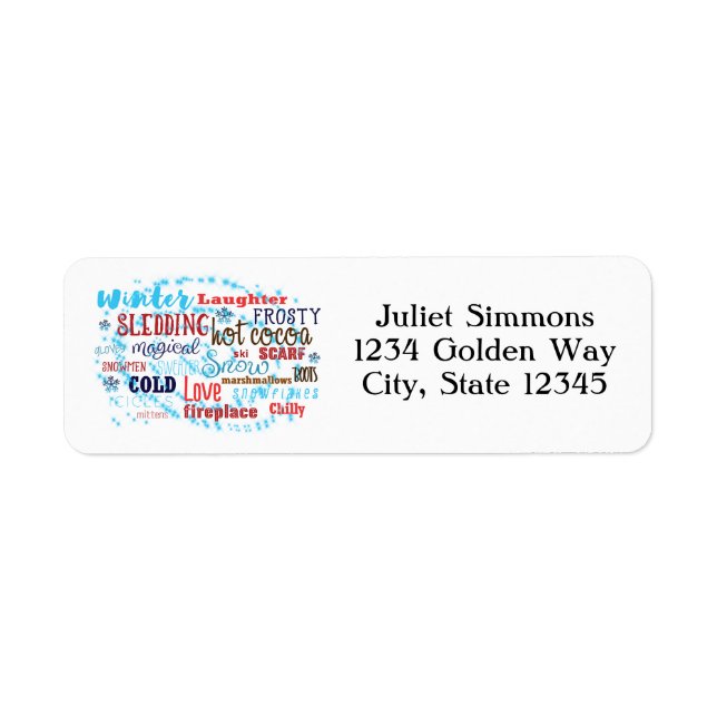 Winter Words Typography Fun Address Labels (Front)