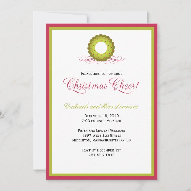 Winter Wreath and Berries | Holiday Invitation (Front)