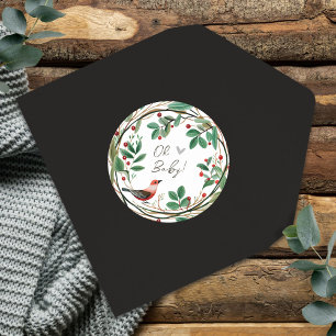 Winter Wreath Berry Christmas Baby Shower Classic Round Sticker
