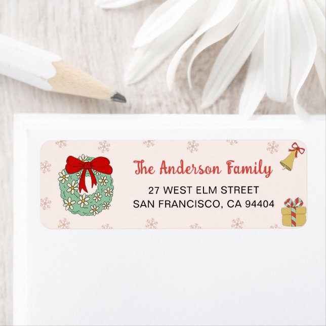 Winter Wreath Christmas Return Address Label (Insitu)