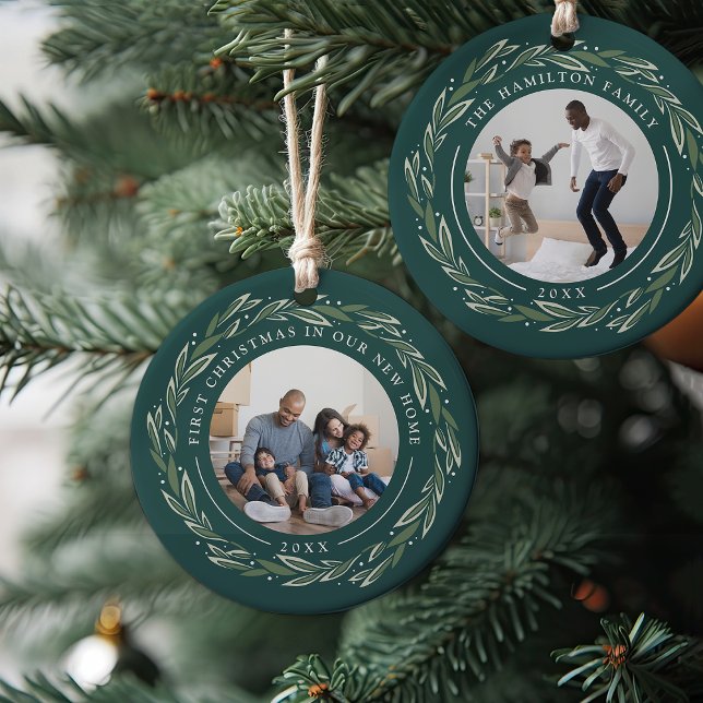 Winter Wreath | First Christmas in Our New Home Ceramic Ornament (Creator Uploaded)