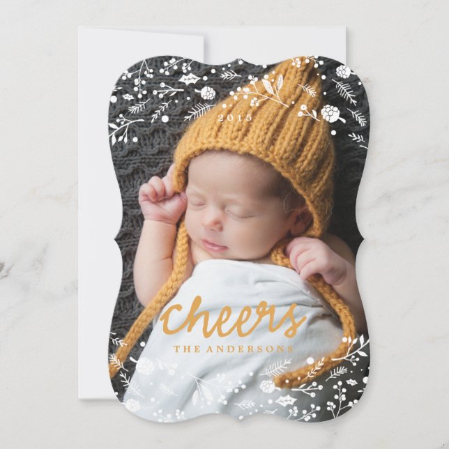 Winter Wreath Foliage CHEERS Christmas Card (Front)