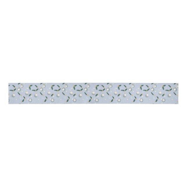 Winter Wreath Gift Wrap Grosgrain Ribbon (Front)