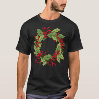 Winter Wreath. Holiday A Wreath Of Holly Berries.  T-Shirt
