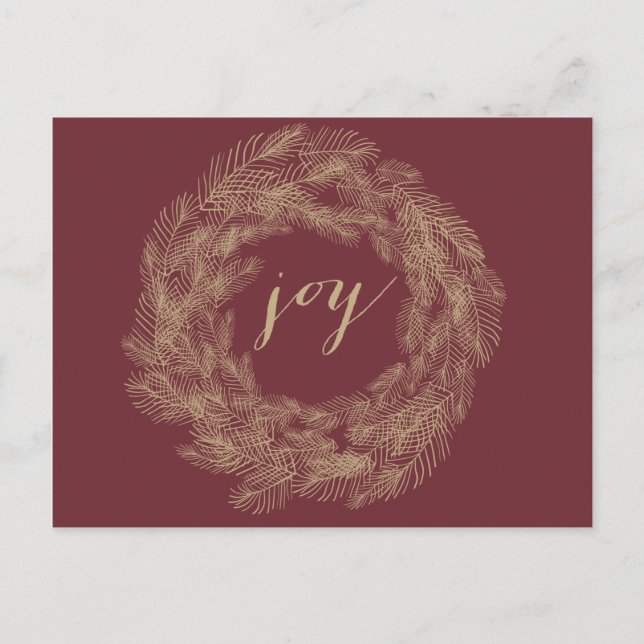 WINTER WREATH | JOY | STYLISH HOLIDAY POSTCARD (Front)