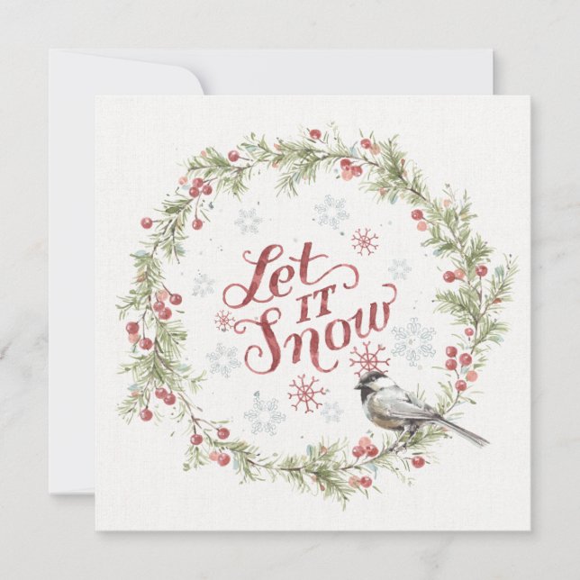 Winter Wreath - Let it Snow Holiday Card (Front)