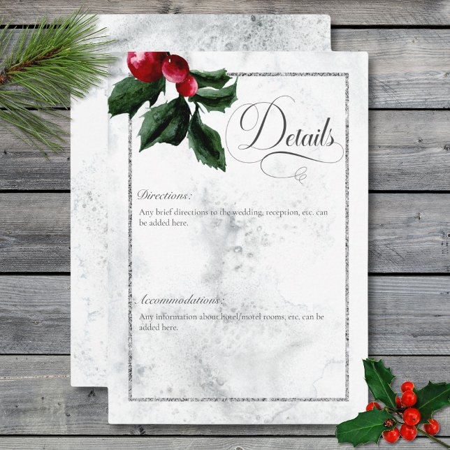Winter Wreath & Red Cardinal Details Wedding Enclosure Card (Winter Wreath & Red Cardinal Details Wedding Enclosure Card)