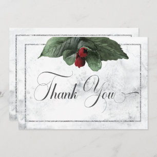 Winter Wreath & Red Cardinal Wedding Thank You Card