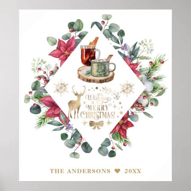 Winter Wreath Script Wish You A Merry Christmas Poster (Front)