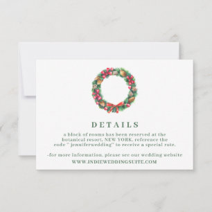 Winter Wreath Wedding Details Invitation