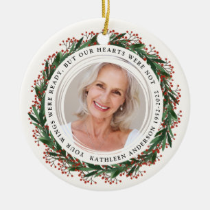 Winter Wreath Wings Were Ready Photo Memorial Ceramic Ornament