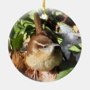 Winter Wren Ceramic Ornament