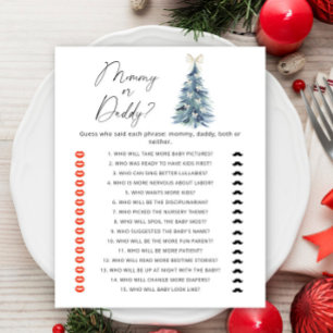 Winter xmas tree Mummy or daddy baby shower game