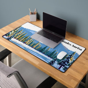Winter Yellowstone: Snowy Geysers & Wildlife Desk Mat