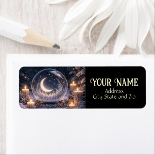 Winter Yule Solstice Moon Mystical Return Address Label