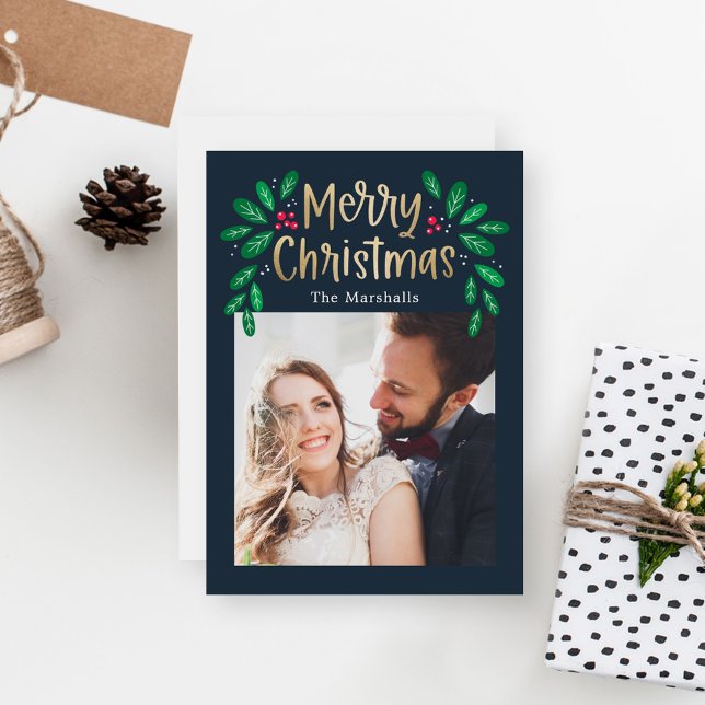 Winterberries Editable Colour Christmas Photo Card (Creator Uploaded)