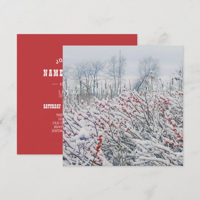 winterberry and cattails invitation (Front/Back)