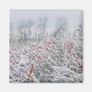 winterberry and cattails magnet