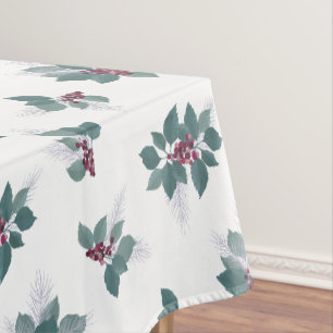 Winterberry bunches of pine, leaves and berries tablecloth