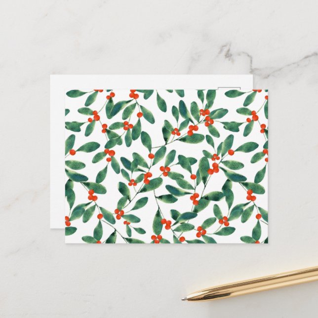 Winterberry (Classic) Holiday Postcard (Front/Back In Situ)