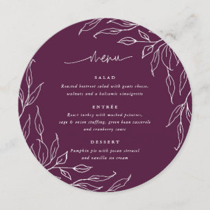 Winterberry Leaf Motif Thanksgiving Dinner Round Menu