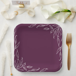 Winterberry Leaf Motif Thanksgiving Party Paper Plate