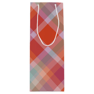Winterberry plaid wine gift bag