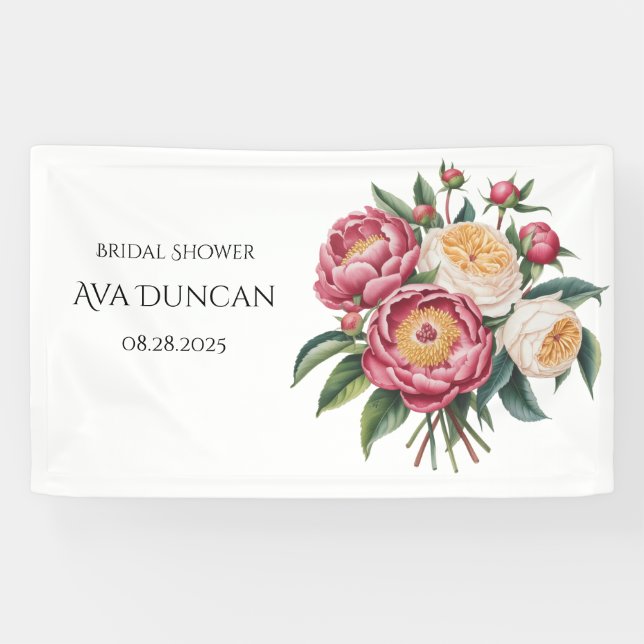 Winterberry Primrose Paint Floral Bridal Shower Banner (Horizontal)