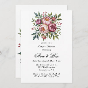 Winterberry Primrose Paint Floral Couples Shower Invitation
