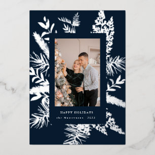 wintergreen foliage elegant photo holiday card