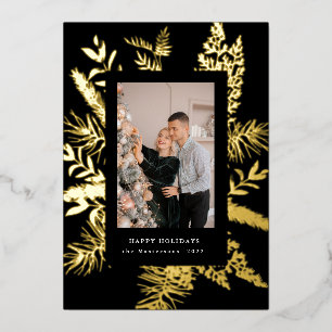 wintergreen foliage elegant photo holiday card