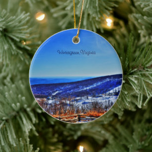 Wintergreen Virginia Mountain Ski Resort in Winter Ceramic Ornament