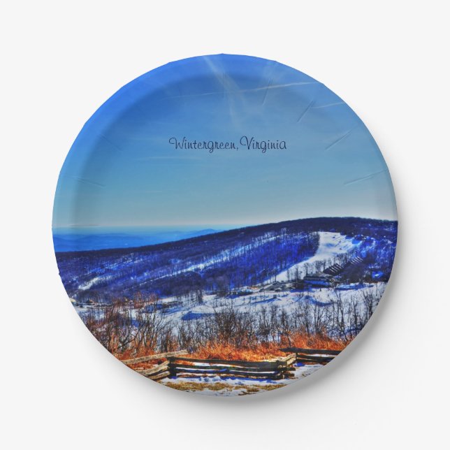 Wintergreen Virginia Mountain Ski Resort in Winter Paper Plate (Front)