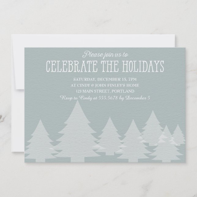 Winterland Christmas Trees Holiday party Invites (Front)