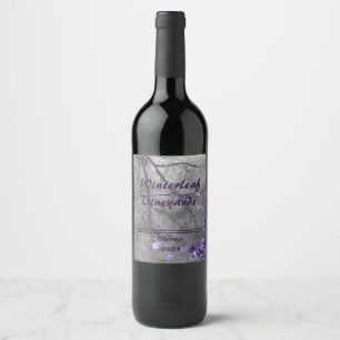 "Winterleaf" Lavender Bottom, Set of 6 Wine Labels