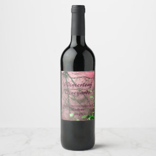 "Winterleaf" Pink Top, Set of 6 Wine Labels