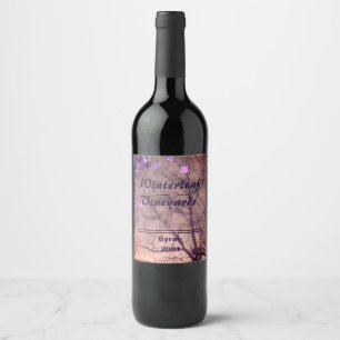"Winterleaf" Salmon Bottom, Set of 6 Wine Labels