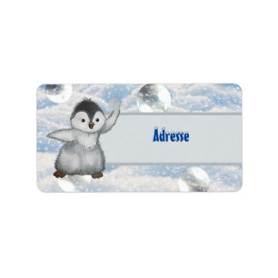 Winterpinguin  label