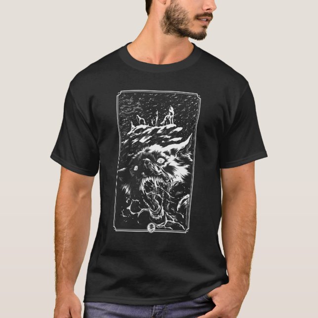 Winters Bite Wolf Mountain Wolves Howling Werewolf T-Shirt (Front)