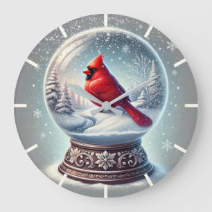 Winter's Cardinal Keepsake Large Clock