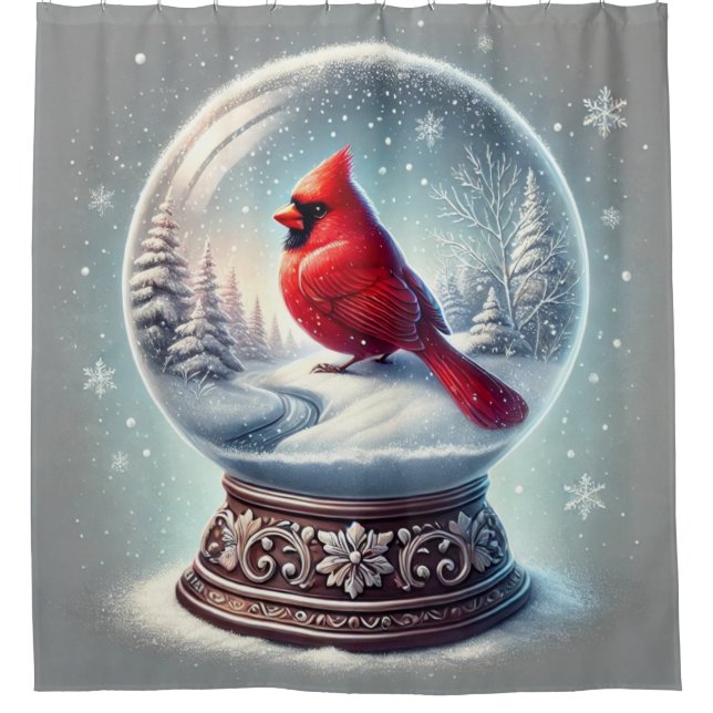 Winter's Cardinal Keepsake Shower Curtain (Front)