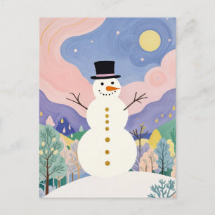 Winter's Cheerful Watcher Holiday Postcard